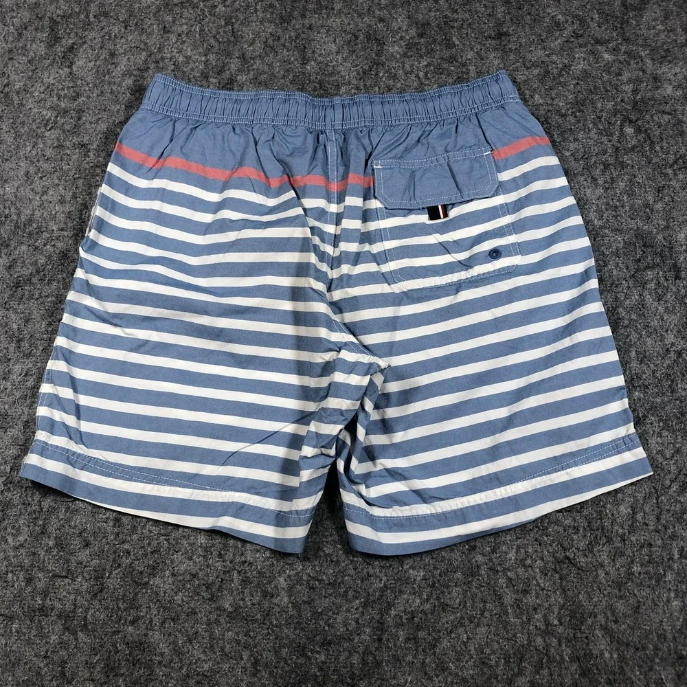 Tommy Hilfiger Swim Shorts Mens Large Blue Striped Drawstring Lined Trunks